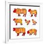 Cutting Meat-Goran Benisek-Framed Art Print