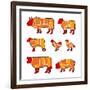 Cutting Meat-Goran Benisek-Framed Art Print