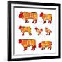 Cutting Meat-Goran Benisek-Framed Art Print