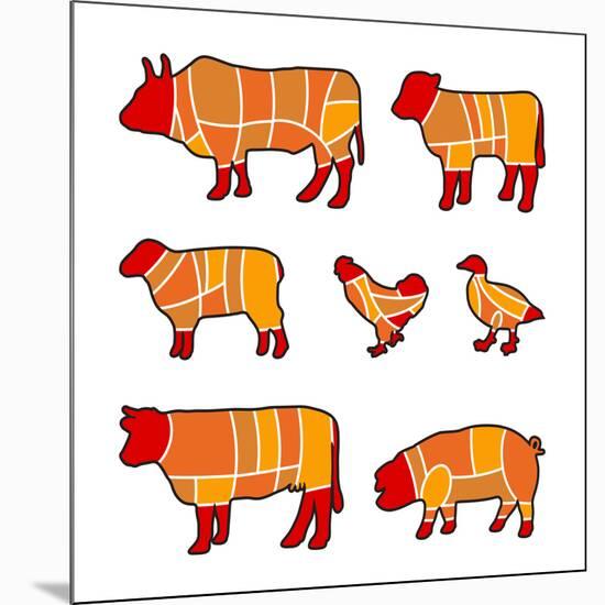 Cutting Meat-Goran Benisek-Mounted Art Print