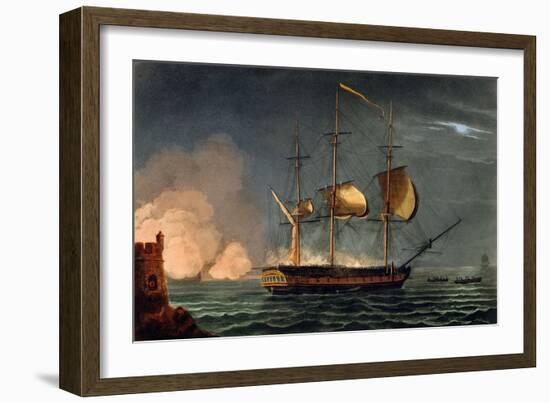 Cutting out of the Hermione from the Harbour of Porto Cavallo, October 25th 1799-Thomas Whitcombe-Framed Giclee Print