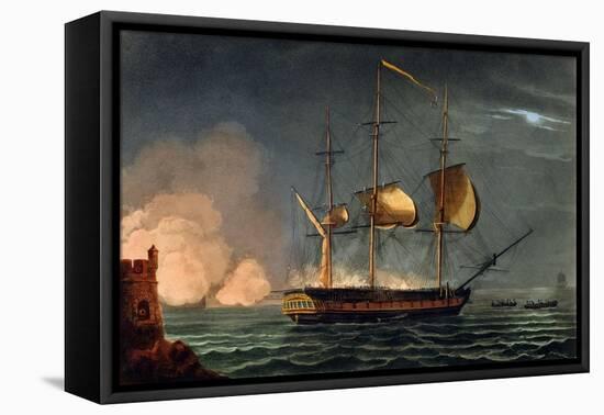 Cutting out of the Hermione from the Harbour of Porto Cavallo, October 25th 1799-Thomas Whitcombe-Framed Stretched Canvas