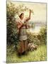 Cutting Roses Along the Seine-Daniel Ridgway Knight-Mounted Giclee Print