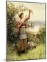 Cutting Roses Along the Seine-Daniel Ridgway Knight-Mounted Giclee Print