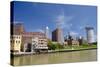 Cuyahoga River Skyline View of Downtown Cleveland, Ohio, USA-Cindy Miller Hopkins-Stretched Canvas