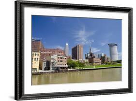 Cuyahoga River Skyline View of Downtown Cleveland, Ohio, USA-Cindy Miller Hopkins-Framed Photographic Print