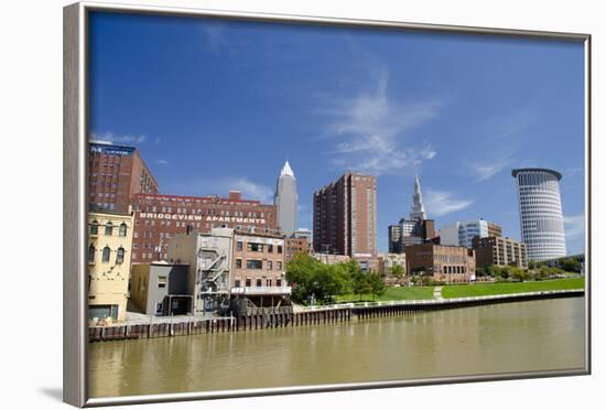 Cuyahoga River Skyline View of Downtown Cleveland, Ohio, USA-Cindy Miller Hopkins-Framed Photographic Print