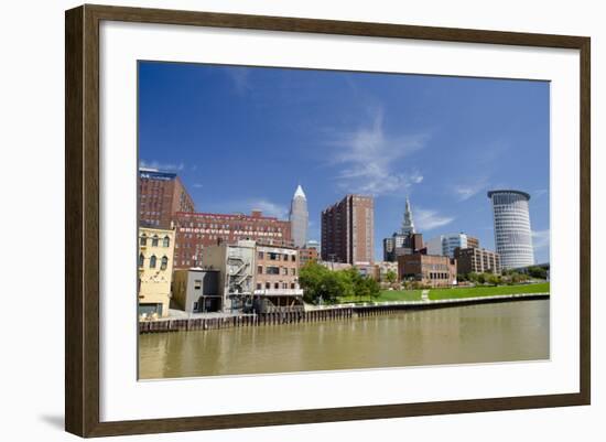 Cuyahoga River Skyline View of Downtown Cleveland, Ohio, USA-Cindy Miller Hopkins-Framed Photographic Print