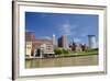 Cuyahoga River Skyline View of Downtown Cleveland, Ohio, USA-Cindy Miller Hopkins-Framed Photographic Print