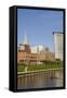 Cuyahoga River Skyline View of Downtown Cleveland, Ohio, USA-Cindy Miller Hopkins-Framed Stretched Canvas