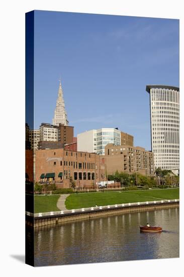 Cuyahoga River Skyline View of Downtown Cleveland, Ohio, USA-Cindy Miller Hopkins-Stretched Canvas
