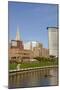 Cuyahoga River Skyline View of Downtown Cleveland, Ohio, USA-Cindy Miller Hopkins-Mounted Photographic Print