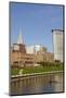 Cuyahoga River Skyline View of Downtown Cleveland, Ohio, USA-Cindy Miller Hopkins-Mounted Photographic Print