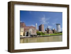 Cuyahoga River Skyline View of Downtown Cleveland, Ohio, USA-Cindy Miller Hopkins-Framed Photographic Print