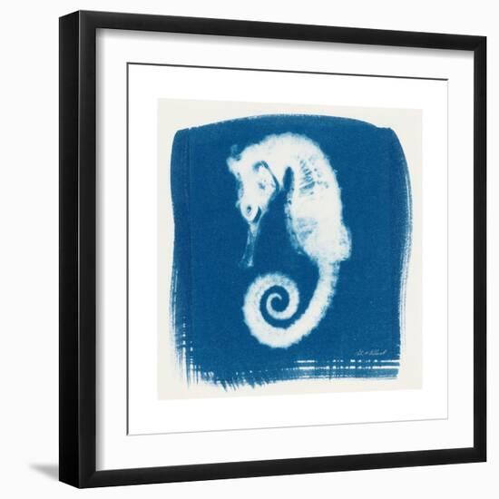 Cyan Seahorse-Christine Caldwell-Framed Premium Giclee Print