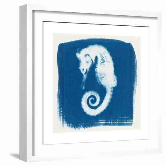Cyan Seahorse-Christine Caldwell-Framed Premium Giclee Print