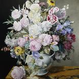 A Still Life of Flowers on a Marble Ledge-Cyane Lecoq Boisbaudran-Stretched Canvas