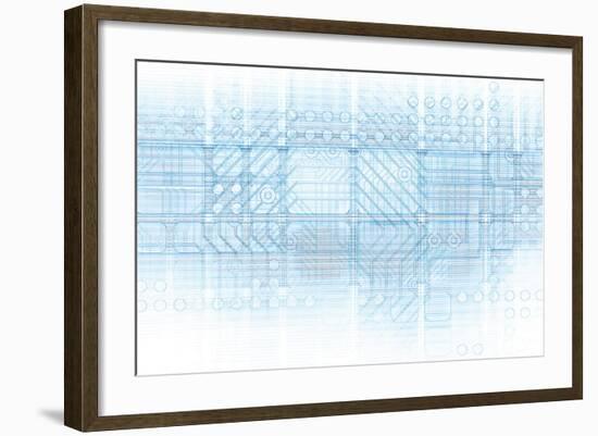 Cybernetics Mechanical Design as a Blueprints Art-kentoh-Framed Art Print