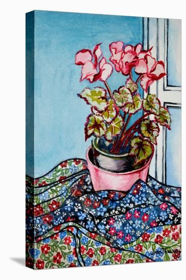 Cyclamen with Patterned Fabrics,1999-Joan Thewsey-Stretched Canvas