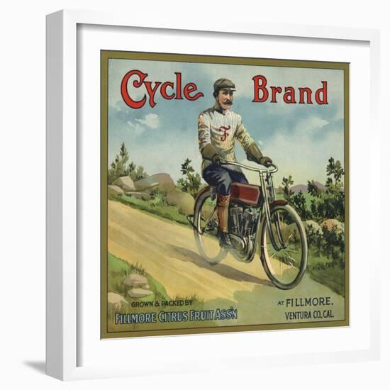 Cycle Brand - Fillmore, California - Citrus Crate Label-Lantern Press-Framed Art Print