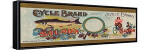 Cycle Brand Salmon Label - Bellingham, WA-Lantern Press-Framed Stretched Canvas