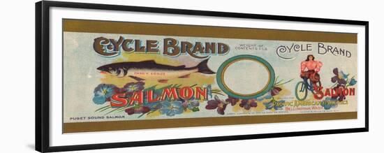 Cycle Brand Salmon Label - Bellingham, WA-Lantern Press-Framed Premium Giclee Print