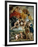 Cycle Des Medicis: “” the King of France Henry IV (1553-1610) Receives the Portrait of Marie De Med-Peter Paul Rubens-Framed Giclee Print