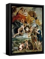 Cycle Des Medicis: “” the King of France Henry IV (1553-1610) Receives the Portrait of Marie De Med-Peter Paul Rubens-Framed Stretched Canvas