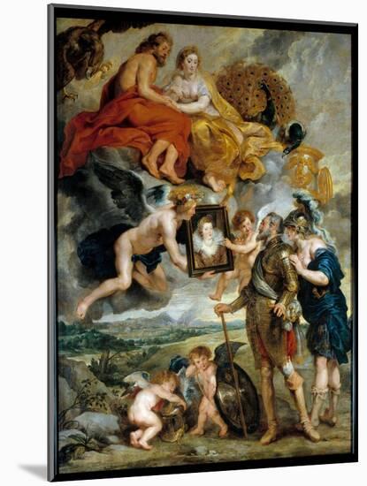 Cycle Des Medicis: “” the King of France Henry IV (1553-1610) Receives the Portrait of Marie De Med-Peter Paul Rubens-Mounted Giclee Print