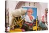 Cycle Rickshaw and Gandhi Mural, Chennai, (Madras), India-Peter Adams-Stretched Canvas