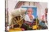 Cycle Rickshaw and Gandhi Mural, Chennai, (Madras), India-Peter Adams-Stretched Canvas