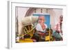 Cycle Rickshaw and Gandhi Mural, Chennai, (Madras), India-Peter Adams-Framed Photographic Print