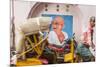 Cycle Rickshaw and Gandhi Mural, Chennai, (Madras), India-Peter Adams-Mounted Photographic Print