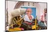 Cycle Rickshaw and Gandhi Mural, Chennai, (Madras), India-Peter Adams-Mounted Photographic Print