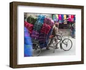 Cycle Rickshaw with a Big Load of Clothes in Amritsar, Punjab, India-David H. Wells-Framed Photographic Print