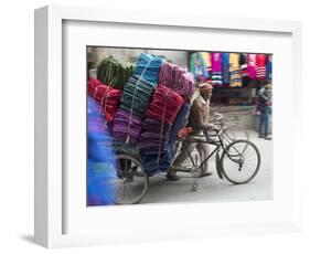 Cycle Rickshaw with a Big Load of Clothes in Amritsar, Punjab, India-David H. Wells-Framed Photographic Print