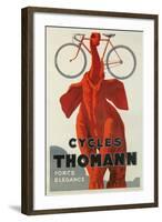 Cycles Thomann, Red Elephant Holding Bike-null-Framed Art Print