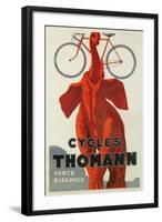 Cycles Thomann, Red Elephant Holding Bike-null-Framed Art Print