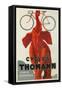 Cycles Thomann, Red Elephant Holding Bike-null-Framed Stretched Canvas