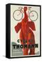 Cycles Thomann, Red Elephant Holding Bike-null-Framed Stretched Canvas