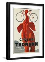 Cycles Thomann, Red Elephant Holding Bike-null-Framed Art Print