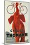 Cycles Thomann, Red Elephant Holding Bike-null-Mounted Art Print