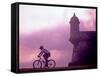 Cycling at El Morro in Old San Juan at Sunset, Puerto Rico-Greg Johnston-Framed Stretched Canvas