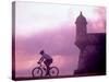 Cycling at El Morro in Old San Juan at Sunset, Puerto Rico-Greg Johnston-Stretched Canvas