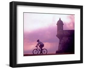 Cycling at El Morro in Old San Juan at Sunset, Puerto Rico-Greg Johnston-Framed Photographic Print