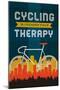 Cycling is Cheaper than Therapy - Screenprint Style-Lantern Press-Mounted Art Print