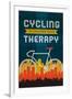 Cycling is Cheaper than Therapy - Screenprint Style-Lantern Press-Framed Art Print