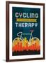 Cycling is Cheaper than Therapy - Screenprint Style-Lantern Press-Framed Art Print