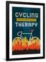 Cycling is Cheaper than Therapy - Screenprint Style-Lantern Press-Framed Art Print