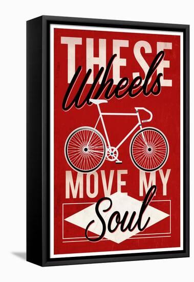 Cycling Moves My Soul - Screenprint Style-Lantern Press-Framed Stretched Canvas